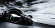 Closeup of futuristic sports car on dramatic cloudy environment - black and white (3D Illustration)