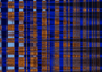 Poster - Blue-brown background of stripes. Blue and brown cells. Vertical and horizontal stripes. Geometric background.