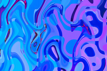 Poster - Brilliant blue-lilac background. Fancy blue streaks. The surface imitates colored glass.