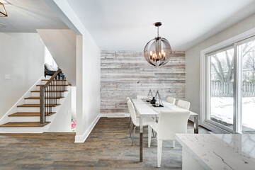 Real Estate Photography - Renovated furnished for sale house in Montreal's suburb with bathroom, basement and new kitchen
