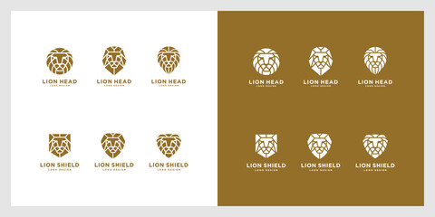 Wall Mural - set lion head shield logo vector