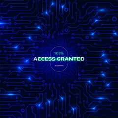 Aufkleber - Fingerprint Security Scanning Digital System Personal Information Identify Vector. Blue Abstract Circuit Board Authentication Accept Cyber Concept Illustration