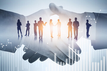 Wall Mural - Handshake, business people and charts