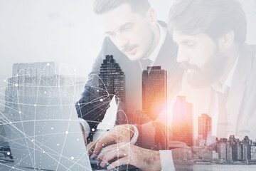 Poster - Two men in city, network interface