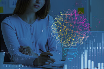 Poster - Woman in office and idea interface
