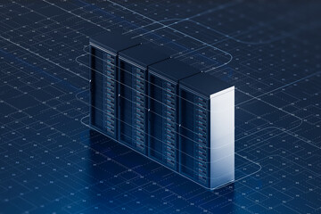 Poster - Server room background, hi tech