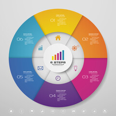 Leinwandbilder - 6 steps cycle chart infographics elements for data presentation. EPS 10.	