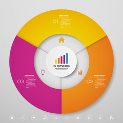 Leinwandbilder - 3 steps cycle chart infographics elements for data presentation. EPS 10.	