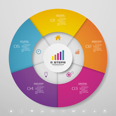 Leinwandbilder - 5 steps cycle chart infographics elements for data presentation. EPS 10.	