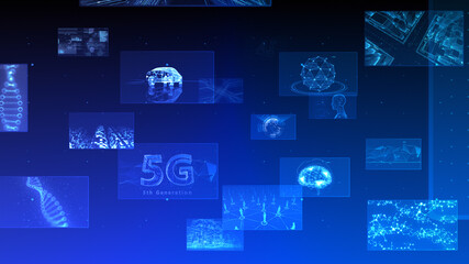 Wall Mural - Digital Network Technology AI 5G data communication concepts 3D illustration Background