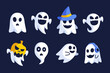Halloween Ghost flat design collection set