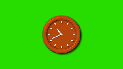 Green screen brown color 3d wall clock ,12 hours 3d wall clock