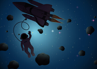 Wall Mural - astronaut in space scene