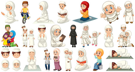 Wall Mural - Set of muslim kids character