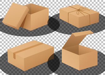 Wall Mural - ilustration of a set of different cardboard boxes
