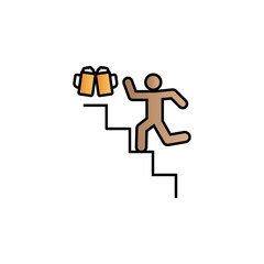 Poster - Man runs to drink beer color gradient vector icon