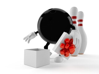 Poster - Bowling character with open gift