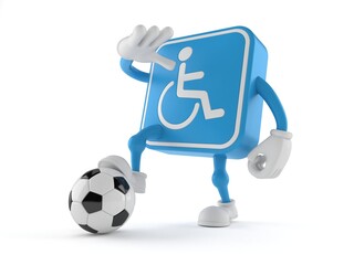 Canvas Print - Handicapped character with soccer ball