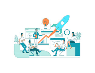 Poster - Startup flat concept vector illustration