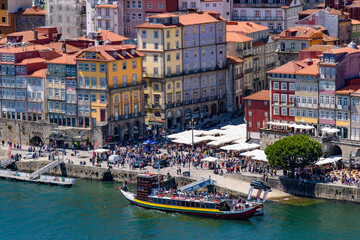 Ribeira Square on the riverbank of the River Douro in Porto, Portugal