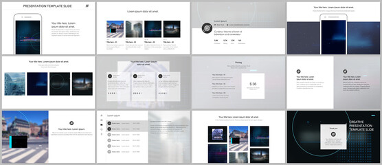 Wall Mural - Vector templates for website design, presentations, portfolio. Templates for trendy technology design modern electro music presentation slides, flyer, leaflet, brochure cover, annual report.