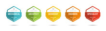 Set Of Company Training Badge Certificates To Determine Based On Criteria. Vector Illustration Certified Logo Design.
