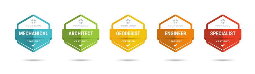Poster - set of company training badge certificates to determine based on criteria. vector illustration certi