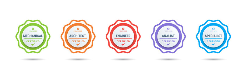 Poster - certified badge logo design for company training badge certificates to determine based on criteria. 