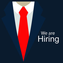 Hiring Recruitment Job Offer Banner Flyer Poster With Suit Red Tie White Shirt Vector