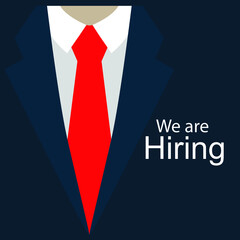 hiring recruitment job offer banner flyer poster with suit red tie white shirt vector