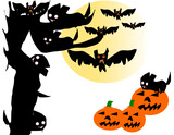 Fototapeta Tulipany - halloween pumpkin and bats