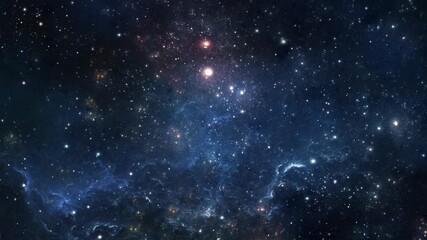 Wall Mural - Camera flying through the clouds and star field in outer space.