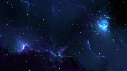 Wall Mural - Camera flying through the clouds and star field in outer space.