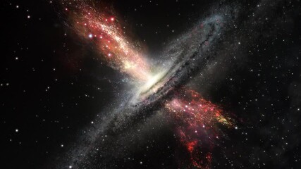 Wall Mural - Camera flying through the clouds and star field in outer space.