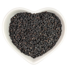 Wall Mural - black sesame in heart shaped plate