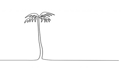 Wall Mural - Self drawing animation of palm trees outline. White background. Copy space.
