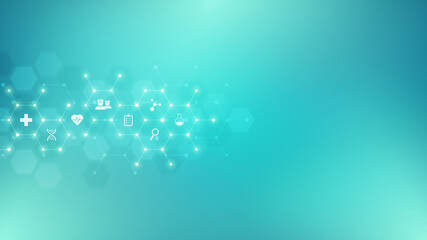 Wall Mural - medical background with flat icons and symbols. template design with concept and idea for healthcare