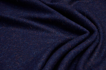 Wall Mural - Dark blue wool for coat. Close up texture of the fabric is useful as a background.