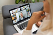 © Angelov - Woman using laptop indoor. woman listens to online lecture