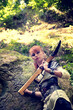 © Alex_RU - redhead girl in armor with a crossbow in the mountains
