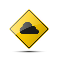 yellow diamond road sign with a black border and an image cloud on white background. Illustration