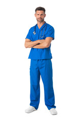 Wall Mural - Male nurse in uniform isolated on white