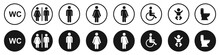 Toilet Icons Set, Man And Woman Symbol,  Toilet Signs, WC  Toilet Signs,  Vector Illustration