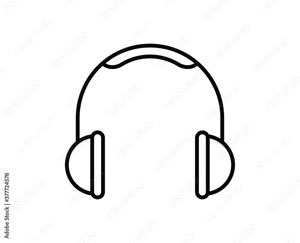 Line Headphones icon isolated on white background. Outline symbol for ...