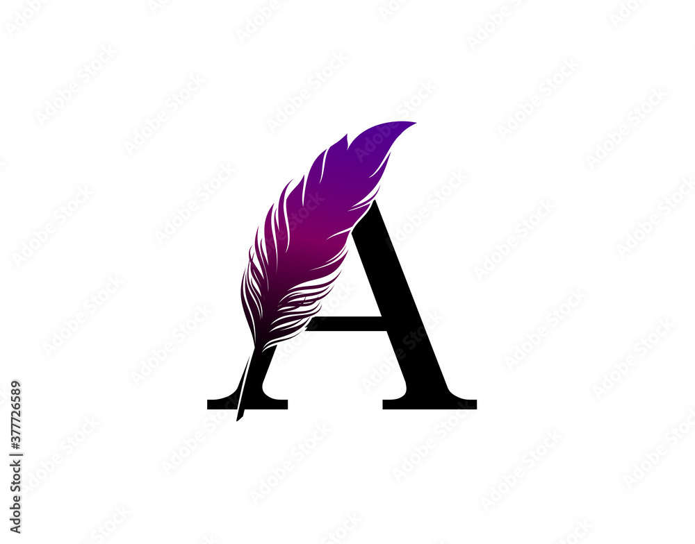 Feather A Letter Brand Logo icon, vector design concept feather with ...
