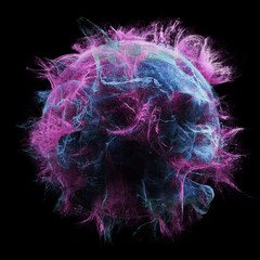 Poster - abstract explosion of colors, particle flowing in a sphere. energy moving through space and time. ma