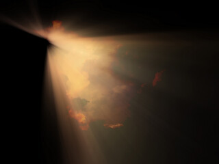 Poster - Holy light in clouds. 3D rendering