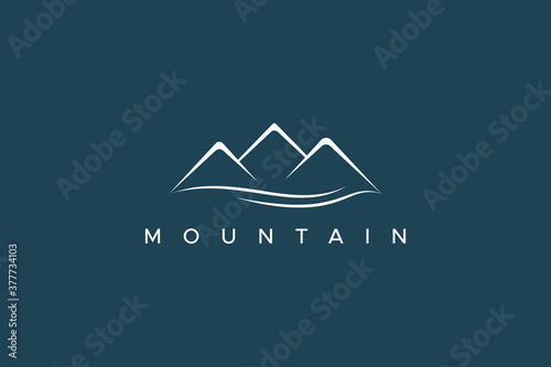 Cuadros en Lienzo Abstract Mountain Logo with River Waves