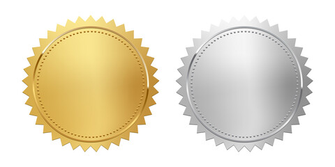 Wall Mural - golden and silver stamps isolated on white background. luxury seals. vector design elements.