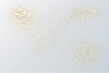 Poster - Abstract halftone circular background. Gold, grey, amber and black dot pattern. Bright vintage wallpaper vector illustration. Shining vibrant retro glow. Modern 3d art design